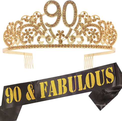 90th Birthday,90th Birthday Gift,90th Birthday Decorations for Women,90th Birthday Tiara,90 Birthday Sash,90th Birthday Crown,90th Birthday Gifts for Women,90th Birthday Party Decorations,90th Crown