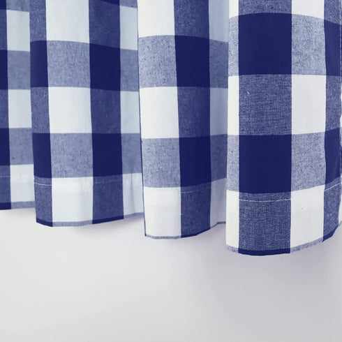 3 Pc Cotton Classic Country Farmhouse Kitchen Window Curtain -Navy Blue & White Buffalo Check Tier & Valance Set, 54" x 18" / 27" x 24"