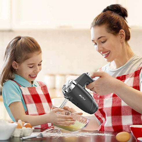 5-Speed 200W Electric Hand Mixer,with Eject Button,4 Stainless Steel Attachments(Beaters and Dough Hooks),for Whipping Cake, Cream,Dough,Cookies,Black
