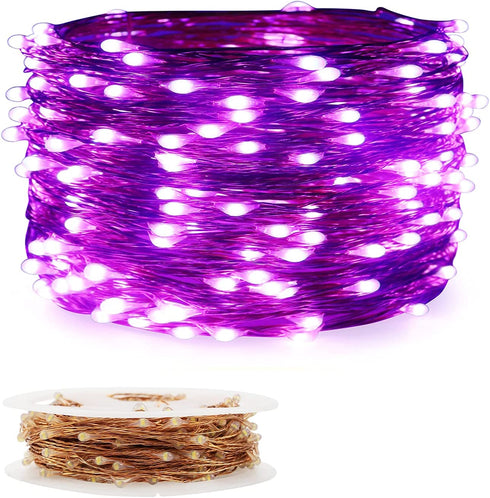 ER CHEN Fairy Lights Plug in, 33Ft/10M 100 LED Starry String Lights Outdoor/Indoor Waterproof Copper Wire Decorative Lights for Bedroom, Patio, Garden, Party, Christmas Tree (Purple)