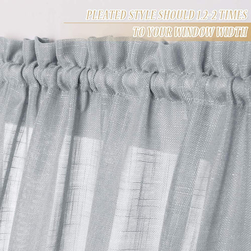 RYB HOME Sheer Sidelight Curtains French Door - Linen Look Fabric Morden Window Curtain Shades for Bathroom Dining Living Room Kitchen, 2 Tieback, 2 Pcs, 30-inch Width x 72-inch Length Each, Dove Grey