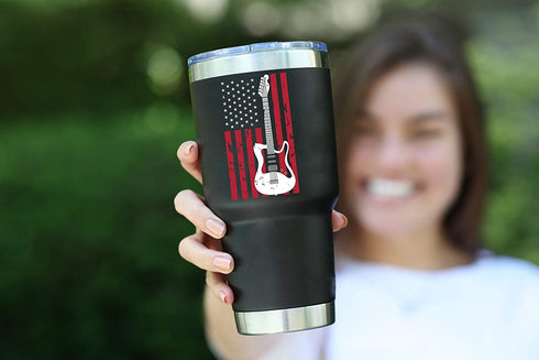 Music Gifts | Stainless Steel Tumbler/Mug with Lid 2 Straws Coffee Cold Drinks | Cup for Teacher Appreciation | Birthday Dad Acoustic Band Bass Guitar Lover Musician boyfriend by JENVIO (30 Ounce)