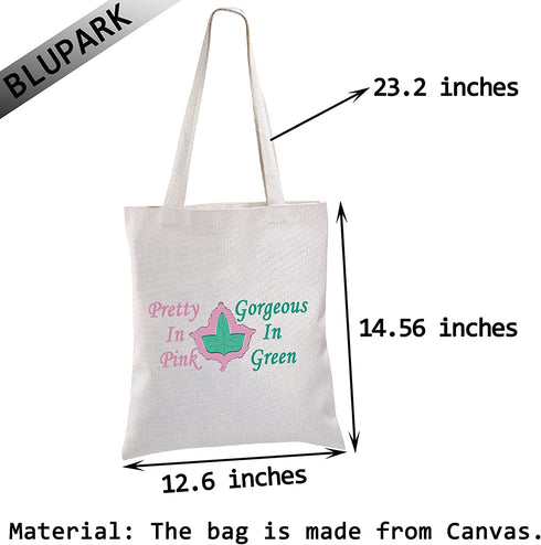 BLUPARK Sorority Canvas Tote Bags Ivy Leaf Sorority Gift Pretty In Pink and Gorgeous In Green Reusable Shopping Bags