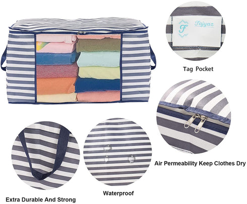 Fajyaz 105L Clothing Storage Bags, Blankets, And Quilts Storage Bags With Zippers(3 Pack)Foldable Organizer With Reinforced Handle?Clear Window