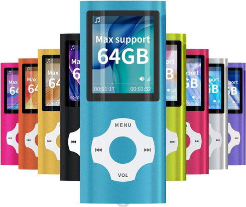 MYMAHDI Support TF Card USB Port Slim Small Multi-Lingual Selection 1.8 LCD Portable MP3/MP4, MP3 Player, MP4 Player, Video Player, Music Player, Media Player, Audio Player Blue