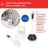 Clorox Toilet Plunger and Bowl Brush Combo Set with Caddy, 6.75" x 7" x 19.5", White/Gray