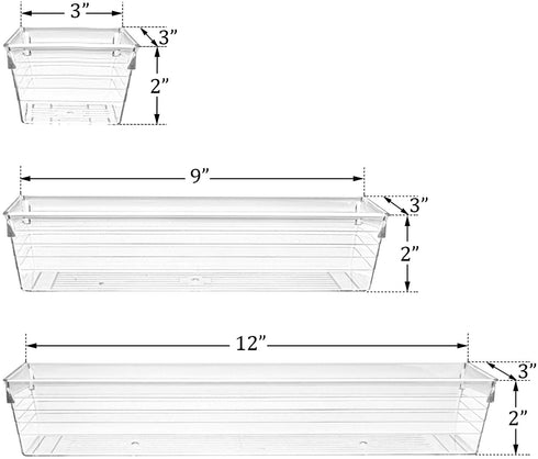 Kingrol 15 Pieces Clear Drawer Organizers, Drawer Divider Storage Bins, Desk Storage Box Set for Kitchen Utensils Bedroom Makeup Vanities Jewelries Office & Craft Supplies