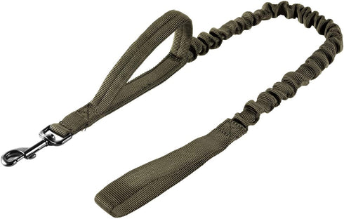 OneTigris Tactical Dog Training Bungee Leash with 2 Control Handle Quick Release Nylon Leads Rope(Ranger Green)