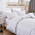 Twin Duvet Cover Set, 2 Piece - 68x90 1200 TC Plain Microfiber Down Quilt Bedding Cover with Zipper Ties for Women Rustic Farmhouse, White Grid