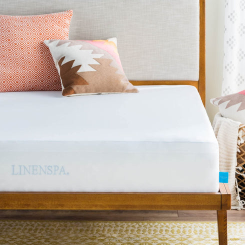 Linenspa Premium Smooth Waterproof Mattress Protector-Vinyl Free Waterproof Mattress Cover, King, White