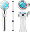 Handheld Shower Head Turbocharged Unique Propeller Design with Filter and Pause Switch Adjustable Flow, 360 Degrees Rotating(Blue)