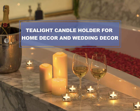 LAMORGIFT Glass Tealight Candle Holder Set of 24 - Clear Tea Lights Candle Holders for Wedding Centerpieces& Party Decorations& Home Decor