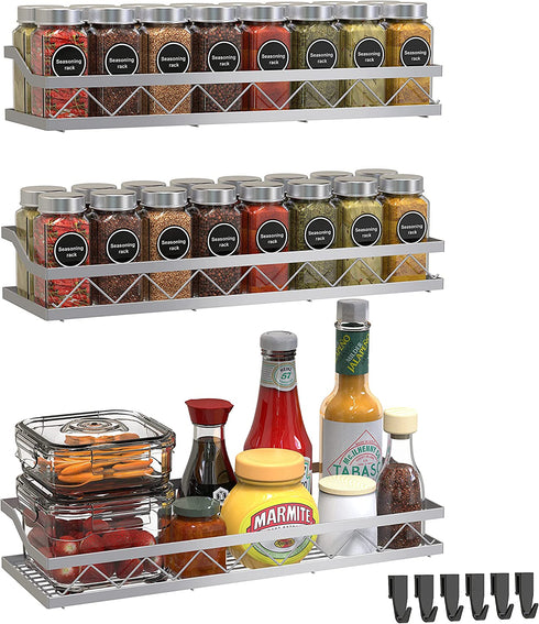 Auledio Spice Rack, Spice Rack Organizer for Cabinet Spice Rack Wall Mount Hanging Spice Rack, Spice Rack Organizer Spice Rack Wall(3 Pack)
