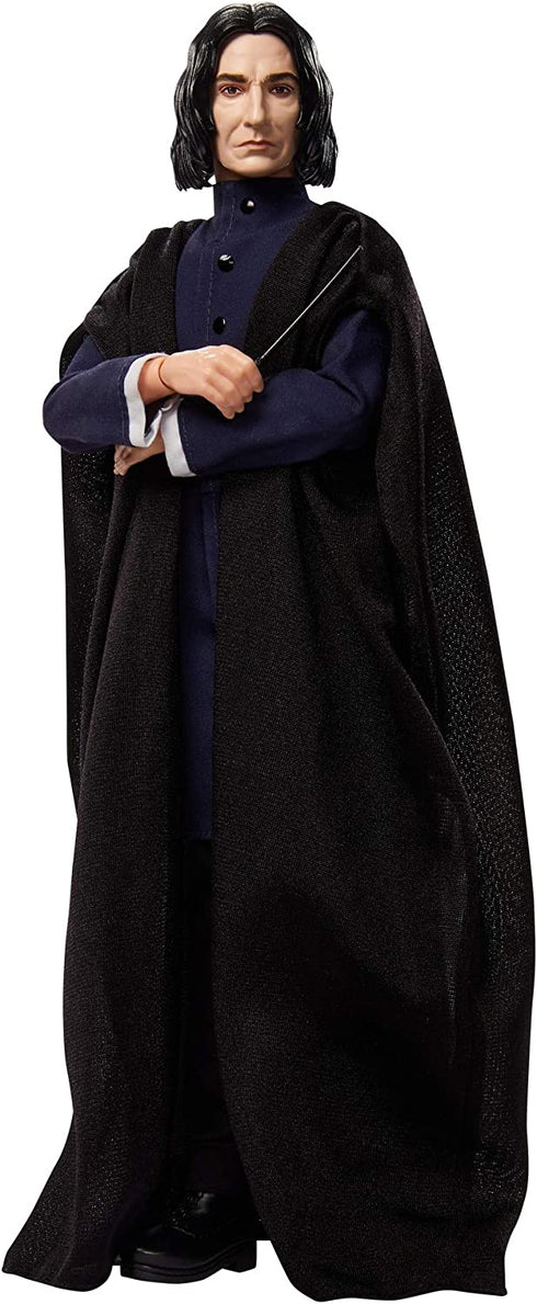 Harry Potter Collectible Severus Snape Doll (~12-inch) Wearing Black Coat Jacket and Wizard Robes, with Wand, Gift for 6 Year Olds and Up