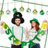 12 Pieces St. Patrick's Day Hanging Ornament Ball Green Shamrocks Plastic Ball Ornament 1.57 Inch Good Luck Clover Hat Balls Decorations Baubles with Hanging Rope for St. Patrick's Day Party Supplies