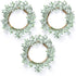 Feirui Pillar Candle Rings Set of 3, Frosted Boxwood Round Wreath Artificial Wreath Green Leaves Wreath Christmas Holiday Parties and Home Decor