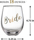 Lillian Rose Gold Bride Stemless Wine Glass, Height 4.75" (G115 BR), 1 Count (Pack of 1), Clear
