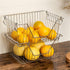 SANNO Stacking Basket Bin Pantry Freezer Storage Baskets Cabinet Organizer - Large Steel Metal Wire - Fruit, Vegetable, Onion, Potato, Cans - Kitchen 2 pack