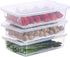JMUSTTBO Set of 3Pcs Plastic Food Storage Containers,Stackable Fridge Storage Container with Removable Drain Tray and Lid,to Store Fruits, Vegetables, Meat and More (Large)