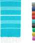 Turkish Beach Towel 37 x 70 Inches - 100% Cotton - Soft, and Quick-Dry - Oversized Turkish Towel for Beach, Bathroom, Travel, Gym, Aqua Turquoise