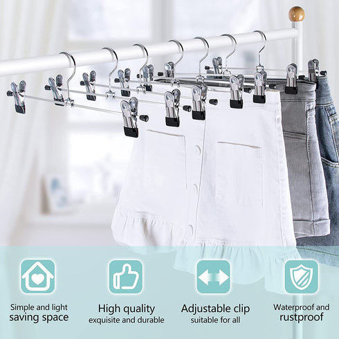IEOKE Pant Hangers, 20 Pack Skirt Hangers with Clips Metal Trouser Clip Hangers for Heavy Duty Ultra Thin Space Saving