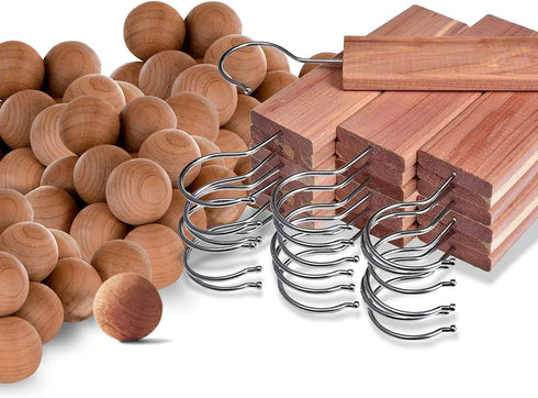 Cedar Hyde Cedar Blocks for Clothes Storage | Cedar Hang Ups & Cedar Balls | Clothes Protection & Deodorizer | 22 Pieces, 12 Cedar Hang Ups & Bonus 10 Cedar Balls | U.S.A Seller