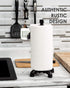 Pipe D‰COR Black Electroplated Industrial Paper Towel Holder, Rustic Kitchen Farmhouse Decoration, Durable Metal Base and Stand Set