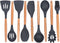 ONMIER Kitchen Cooking Utensils Set, 9 pcs Non-stick Silicone Cooking Kitchen Utensils Spatula Set,BPA Free Wooden Handle Silicone Kitchen Gadgets Utensil Set (Grey)