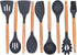 ONMIER Kitchen Cooking Utensils Set, 9 pcs Non-stick Silicone Cooking Kitchen Utensils Spatula Set,BPA Free Wooden Handle Silicone Kitchen Gadgets Utensil Set (Grey)