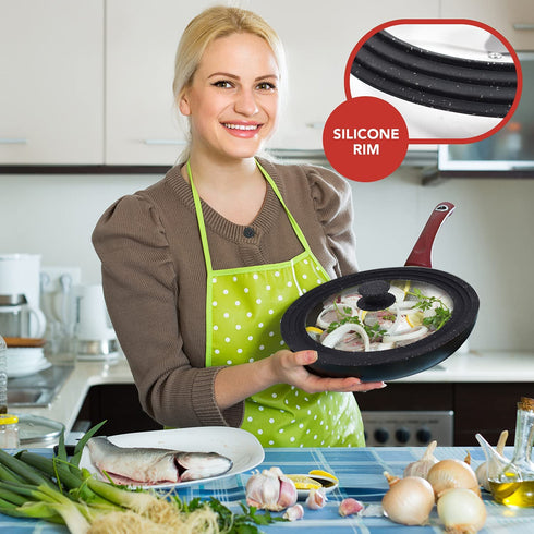 ALLinHOME Universal Silicone Lid For Pots Pans And Skillets By AllinHome - Heat Resistant Pot Cover Fits Any 9.45in Kitchen Cookware,Grey,UNI264-147,9.5,10.5,11.5in/Large