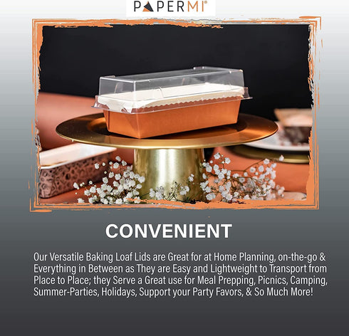 PaperMi PET Clear Lid Strong Pan Lids Having a Perfect Match with Our 7 Loaf Pans 25 pc Crystal Clear Pan Cover. Disposable Lid for Carry Out, Takeout and to Go- Holiday Gifts
