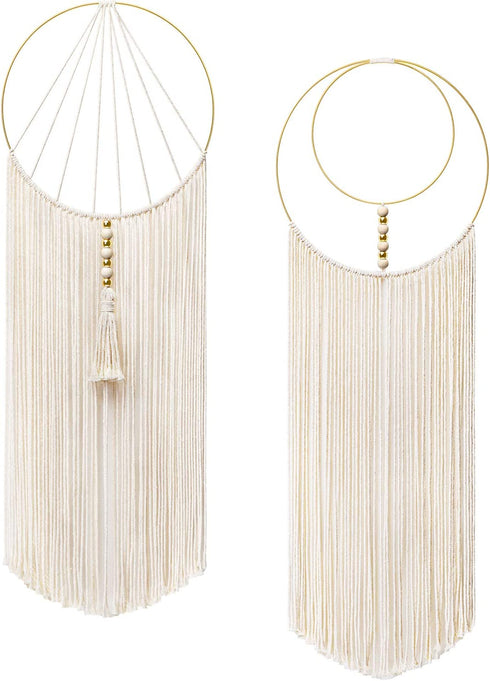 Mkono 2 Pcs Macrame Wall Hanging Woven Wall Decor Art Boho Chic Bohemian Home Decorations for Apartment Bedroom Living Room Dorm Nursery Room, 12" W x 36" L, Medium
