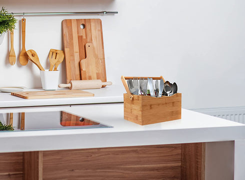 ROYALHOUSE Bamboo Utensil Holder And Organizer For Kitchen Countertop