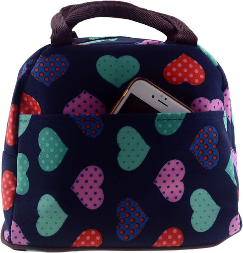 Wowlife Cute Love Heart Lunch Bag Tote Bag Lunch Organizer Lunch Holder Lunch Container Reusable Lunch Bags (Black)