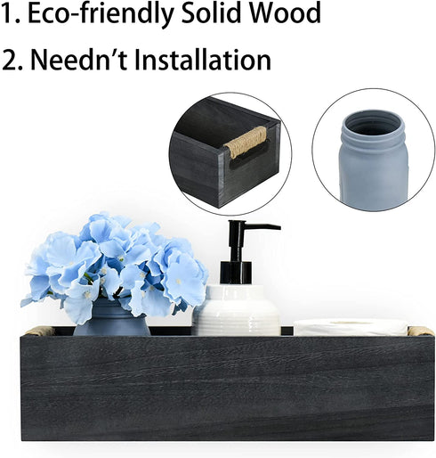 Bathroom Decor Box Toilet Paper Holder Wood Tank Boxes Paper Storage Basket with Artificial Flower Bathroom Kitchen Table Counter Farmhouse Home Decor