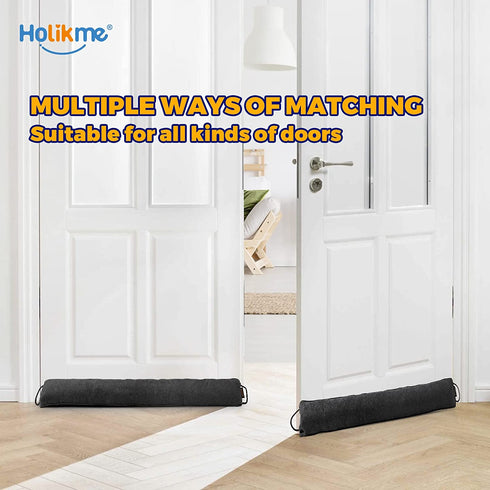 Holikme Weighted Door Draft Stopper 35inch, Heavy Duty Under Door Draft Blocker Bottom Door Seal Noise and Air, Door Guard Saving Energy, Black
