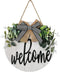 KHOYIME Welcome Sign for Front Porch - Rustic Wooden Door Hanger Farmhouse Front Door Decorations for Home Restaurant (White)