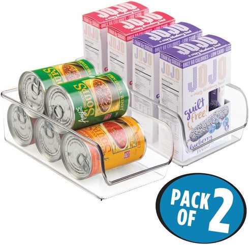 iDesign Linus Plastic Fridge and Freezer Storage Organizer Bin, Clear Container for Food, Drinks, Produce Organization, BPA-Free , 11" x 5.5" x 3.5", Set of 2, Clear