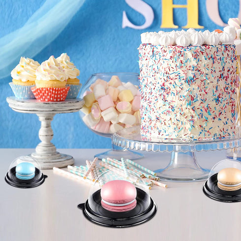 150 Sets Clear Plastic Mini Cupcake Container Clear Plastic Mini Cupcake Boxes Dome Muffin Single Container Box for Cheese Pastry Dessert Mooncake