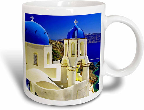 3dRose mug_193524_2 Greece Santorini Ceramic Mug, 15 oz, White