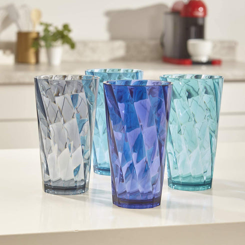 US Acrylic Optix 20-ounce Plastic Tumblers | set of 8 in 4 Coastal Colors