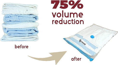 Vacwel Large Vacuum Storage Bags for Clothes, Ziplock Space Saver Compression Bags to Shrink Clothes, Cushions, Pillows for Safe Storage - Large Clothing Space Bag Size: 32 x 21 inch (Large 7-Pack)