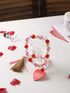 Valentine™s Day Wood Bead Garland with Tassels and Love Heart Shaped Wooden Embellishments Rustic Farmhouse Tiered Tray Wedding Decorations Home Decor (Red & White Love)