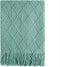 BOURINA Throw Blanket Textured Solid Soft Sofa Couch Cover Knitted Decorative Blanket, 50" x 60" Dark Cyan