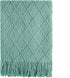 BOURINA Throw Blanket Textured Solid Soft Sofa Couch Cover Knitted Decorative Blanket, 50" x 60" Dark Cyan