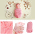 4 Pcs Newborn Photography Props Outfits- Baby Long Ripple Wrap and Toddler Swaddle Blankets Photography Mat with Cute Headbands for Infant Boys Girls(0-12 Months) (Pink)