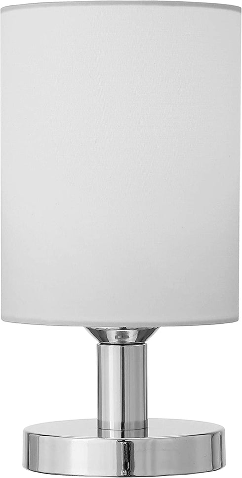 Amazon Basics Round Metal Base Table Lamp with LED Bulb - 5.5" x 5.5" x 10.5", Brushed Nickel