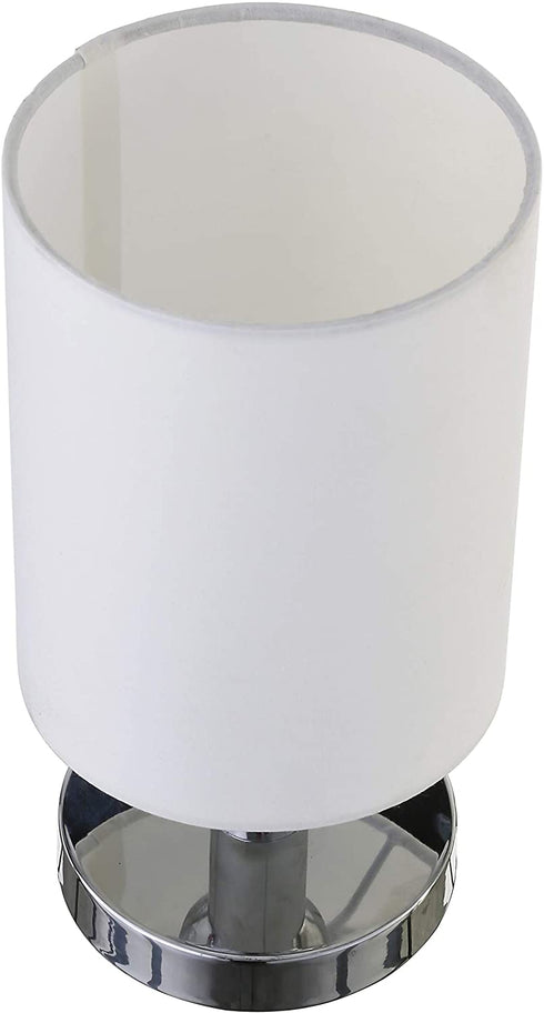 Amazon Basics Round Metal Base Table Lamp with LED Bulb - 5.5" x 5.5" x 10.5", Brushed Nickel