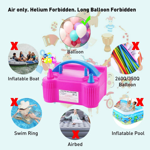 BEEYEO Electric Balloon Pump Party Decoration Set with 20 PCS Balloon Clips, 2 Rolls Balloon Arch Tape Strip, 2 Rolls of Dot Glue Stickers for Wedding Birthday Baby Shower Decorations
