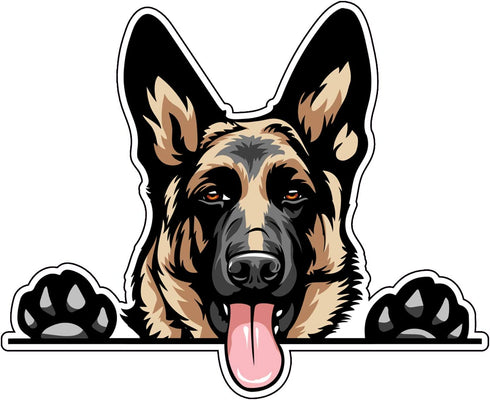 WickedGoodz German Shepherd Decal - Smiling Dog Breed Bumper Sticker - for Laptops Tumblers Windows Cars Trucks Walls - Full Color